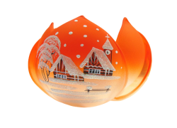 Christmas candlestick, water lily, orange www.bohemia-glass-products.com