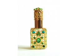 Bottle for perfume, decorated cap, green www.bohemia-glass-products.com