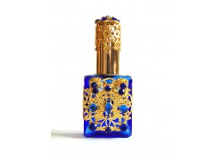Bottle for perfume decorated cap blue www.bohemia-glass-products.com