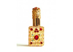 Bottle for perfume decorated cap red www.bohemia-glass-products.com