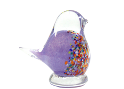 Ptáček ze skla, originální výrobek, fialový pastel