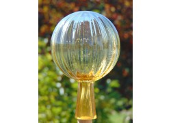 Fence ball made of glass 12 cm yellow transparent www.bohemia-glass-products.com