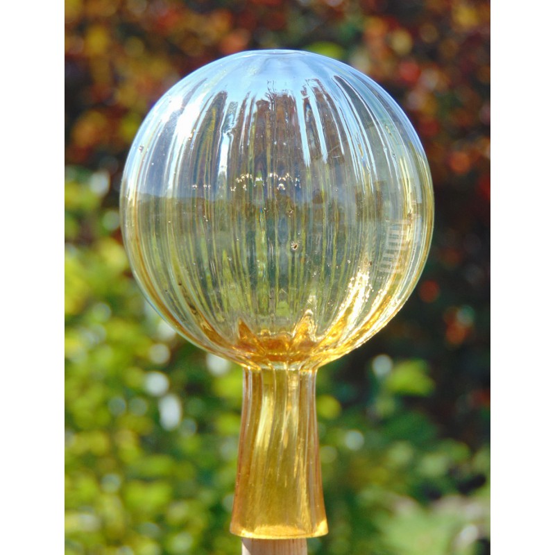 Fence ball made of glass 12 cm yellow transparent www.bohemia-glass-products.com
