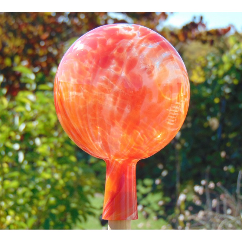 Fence glass ball 15cm orange www.bohemia-glass-products.com
