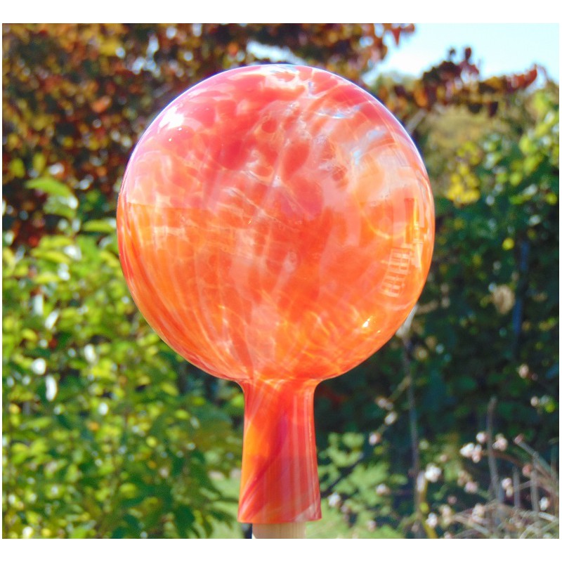 Fence glass ball 15cm orange www.bohemia-glass-products.com