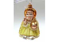 Christmas glass ornament - Prague's Infant Jesus, yellow www.bohemia-glass-products.com