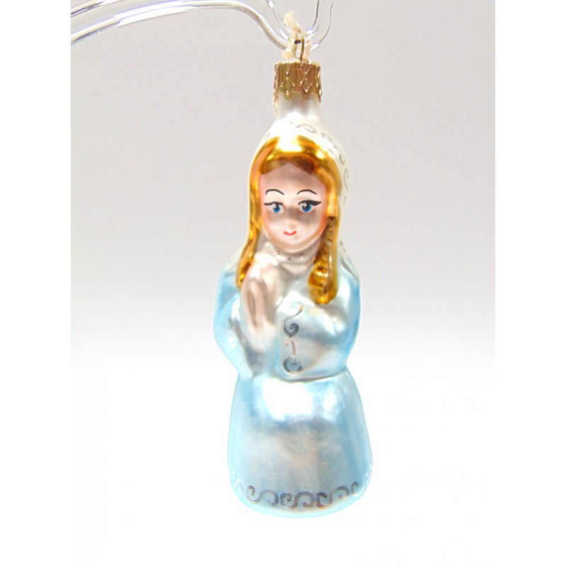 Christmas glass ornament angel in blue dress www.bohemia-glass-products.com