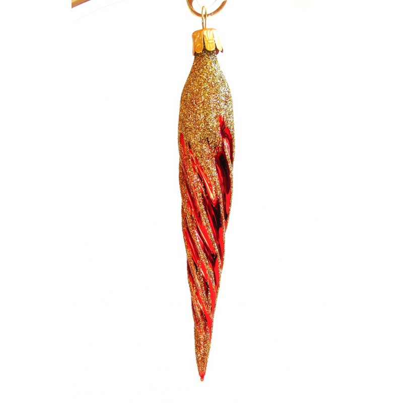 Christmas ornament icicle in red decor www.bohemia-glass-products.com