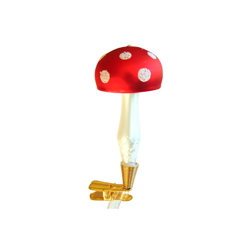 Christmas glass ornament Toadstool on a clip 1239 www.bohemia-glass-products.com