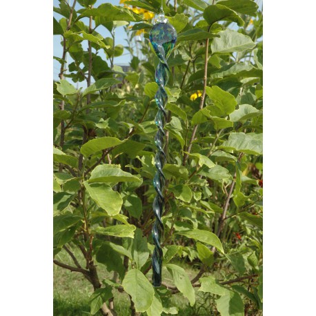 Glass Garden Spiral 45cm - green blue www.sklenenevyrobky.cz