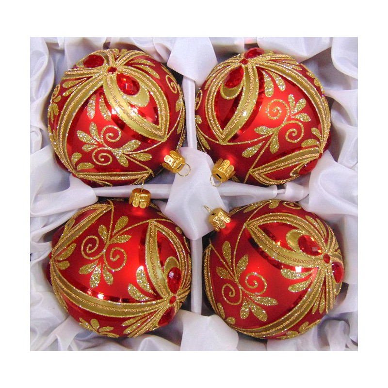 Christmas ornaments 4 pcs, balls 10cm, Reina