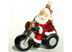 Christmas ornament Santa Claus on a motorcycle www.bohemia-glass-products.com