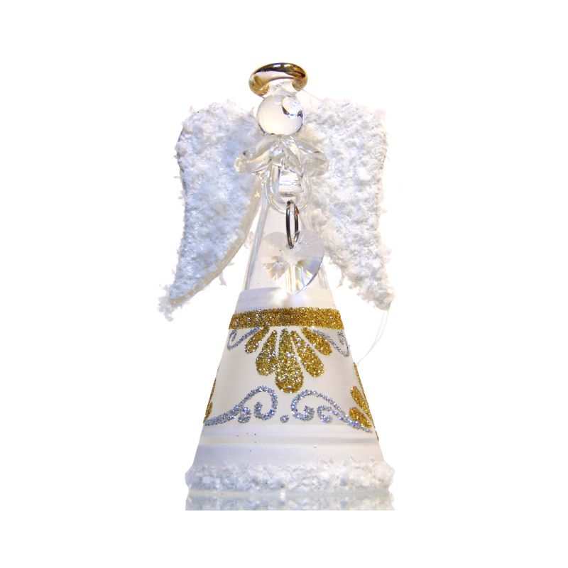 Christmas angel with white wings in a dress www.bohemia-glass-products.com