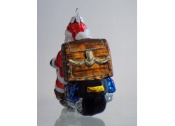 Christmas ornament Santa Claus on a motorcycle with gifts www.sklenenevyrobky.cz