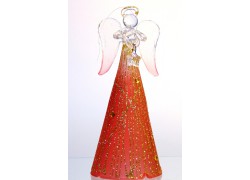 Angel 15cm glass, red gold decor www.bohemia-glass-products.com