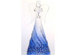 Engel 15cm aus Glas blaue Dekoration