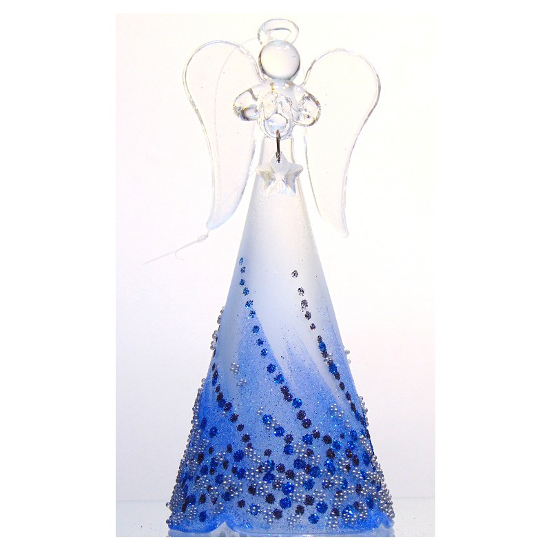 Engel 15cm aus Glas blaue Dekoration