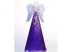 Engel 15cm aus Glas in einem dunkelvioletten Kleid www.glas-produkte.com
