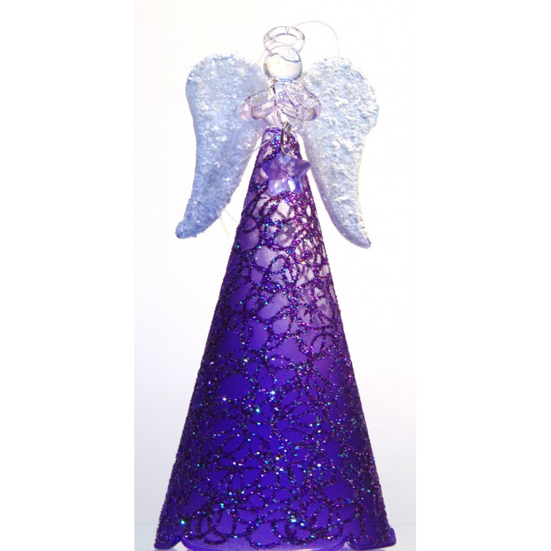 Angel 15cm in a dark purple dress www.bohemia-glass-products.com