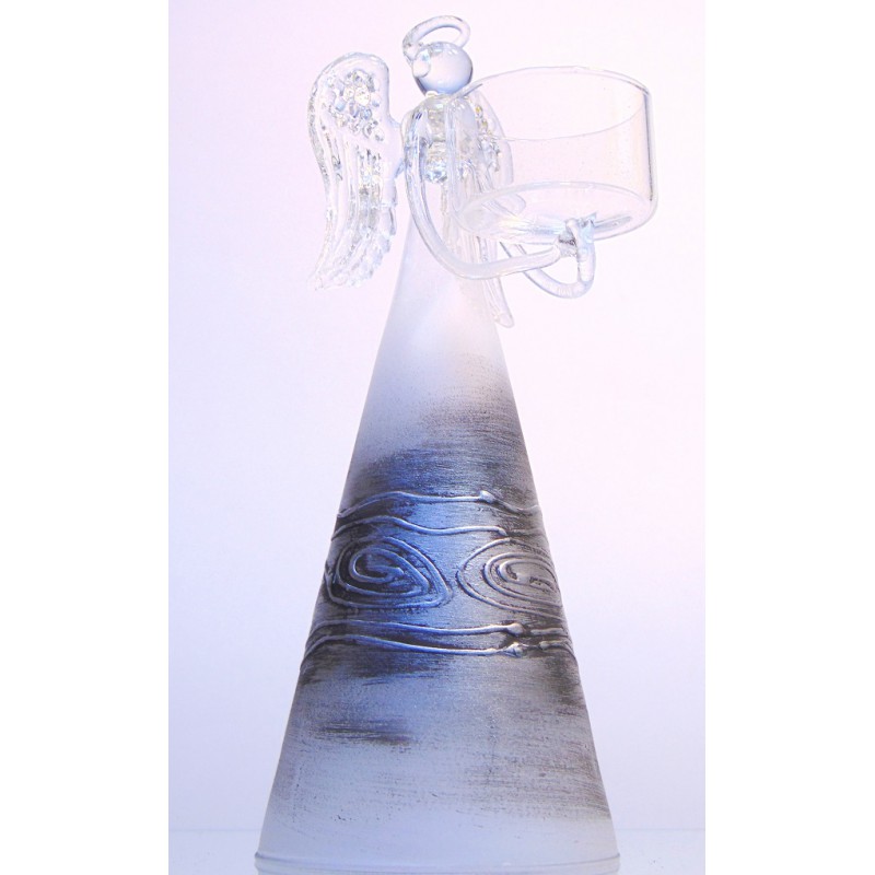 Angel - candlestick 18,5cm x 8cm gray decor www.bohemia-glass-products.com