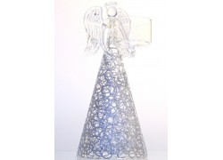 Angel - candlestick 18,5cm x 8cm silver decor www.bohemia-glass-products.com