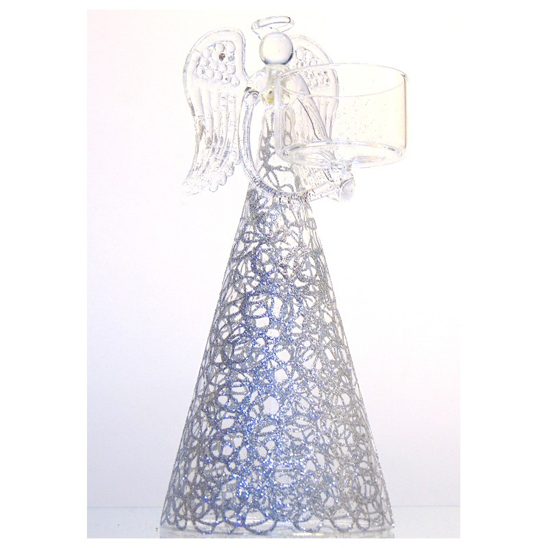 Angel - candlestick 18,5cm x 8cm silver decor www.bohemia-glass-products.com