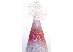 Angel - candlestick 18,5cmx8cm silver red www.bohemia-glass-products.com