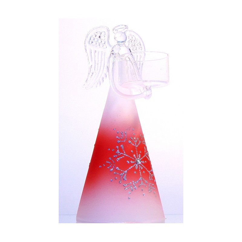 Angel - candlestick 18,5cmx8cm with a snowflake www.bohemia-glass-products.com