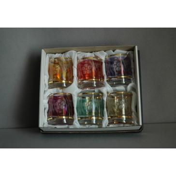 Glass of Barline 60ml, decorated, in 6 different colors www.sklenenevyrobky.cz