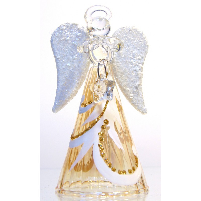 Angel 9cm honey white decor www.bohemia-glass-produkte.com