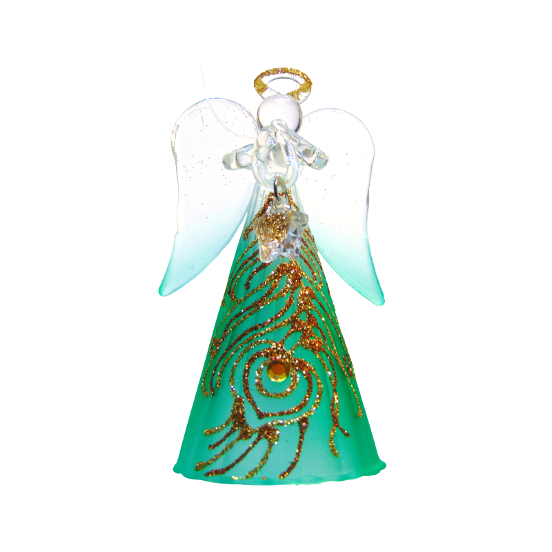 Angel 9cm in a green dress www.bohemia-glass-products.com