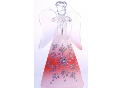 Engel 9cm Glas im roten Kleid mit Flocke www.glas-produkte.com