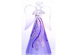 Engel 9cm in einem lila Kleid www.glas-produkte.com