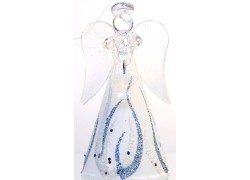 Engel 9cm in einem weißen Kleid www.glas-produkte.com