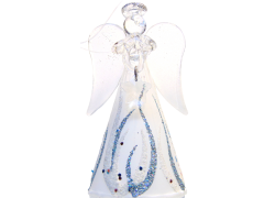 Engel 9cm in einem weißen Kleid www.glas-produkte.com