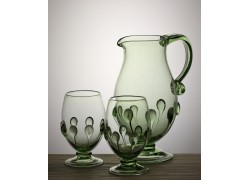 Forest green glass C12  pitcher with glass www.sklenenevyrobky.cz