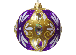 Christmas ball 10cm purple medallion www.bohemia-glass-products.com
