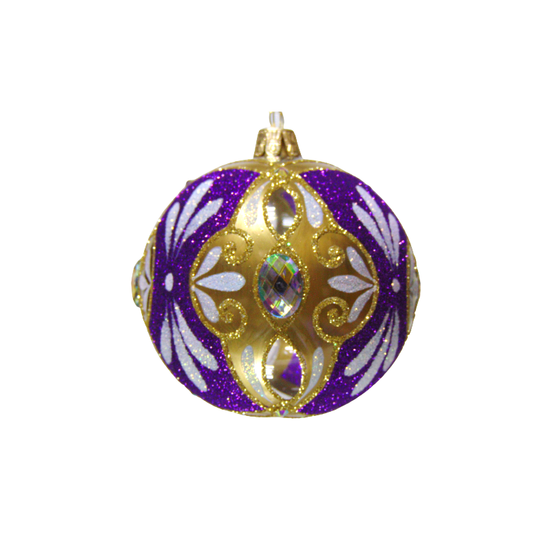 Christmas ball 10cm purple medallion www.bohemia-glass-products.com