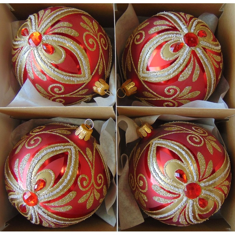 Christmas ornaments 4 pcs, balls 10cm, Reina www.bohemia-glass-products.com
