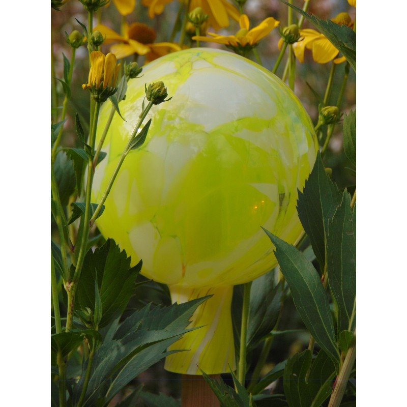 Fence garden ball 15cm yellow www.bohemia-glass-products.com
