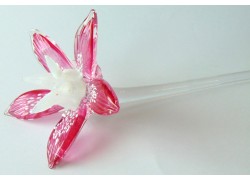 Lily flower made of glass 30 cm in a pink tone www.bohemia-glass-products.com