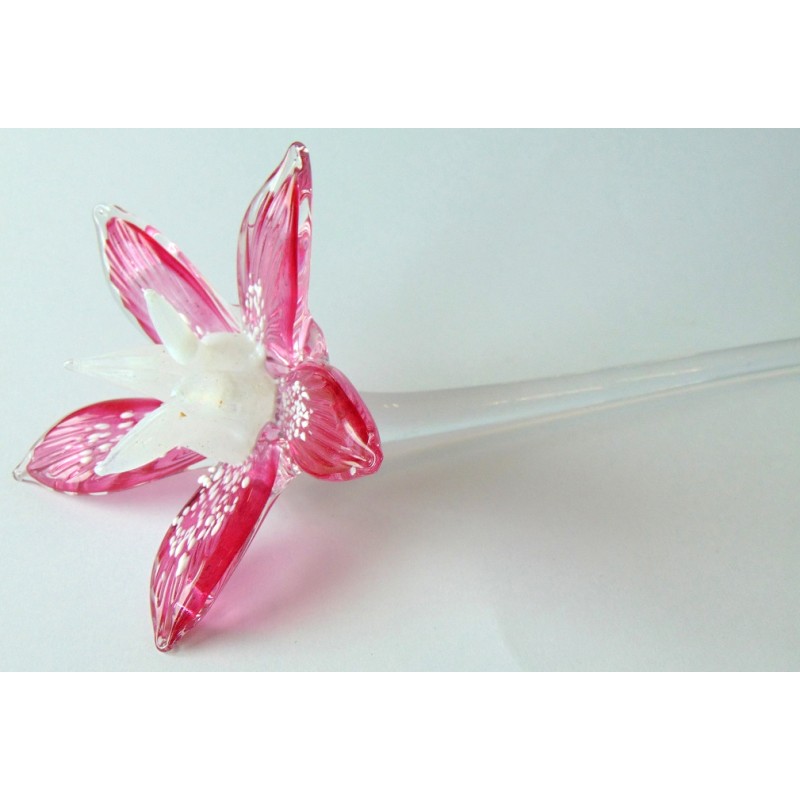 Lily flower made of glass 30 cm in a pink tone www.bohemia-glass-products.com