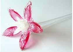 Květina Lilie ze skla 30cm v růžovém tónu www.sklenenevyrobky.cz
