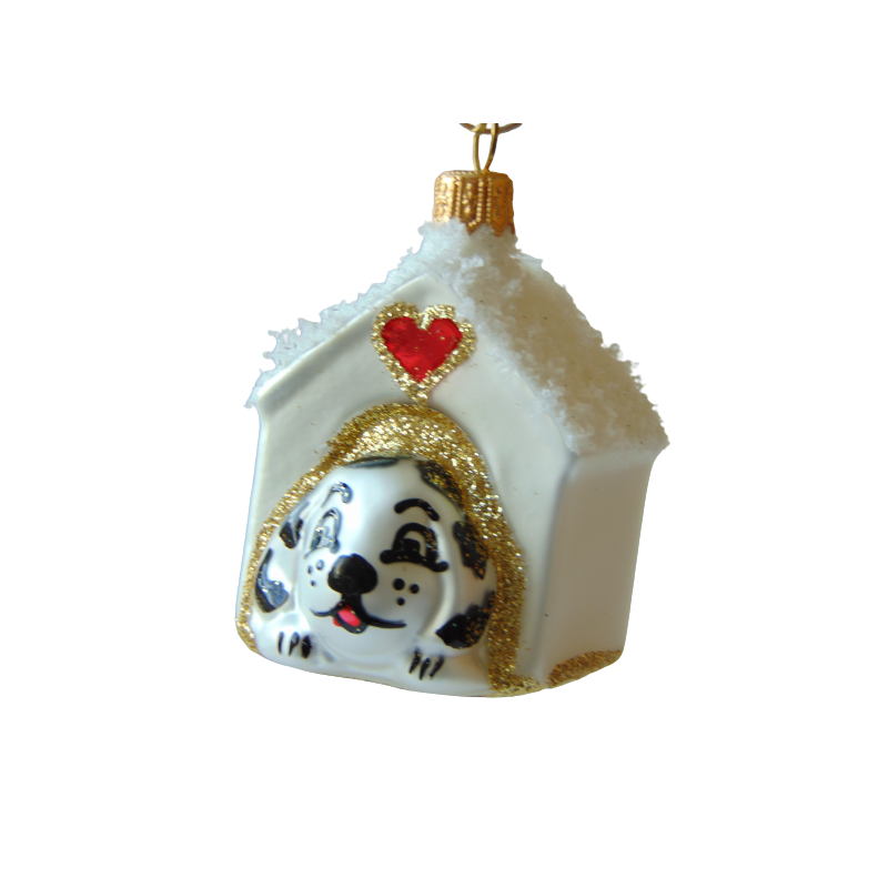 Christmas decoration dog in the kennel www.bohemia-glass-products.com