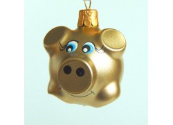 Christmas glass ornament, mini pig gold www.bohemia-glass-products.com