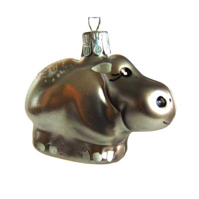 Christmas glass ornament hippopotamus 6cm www.bohemia-glass-products.com