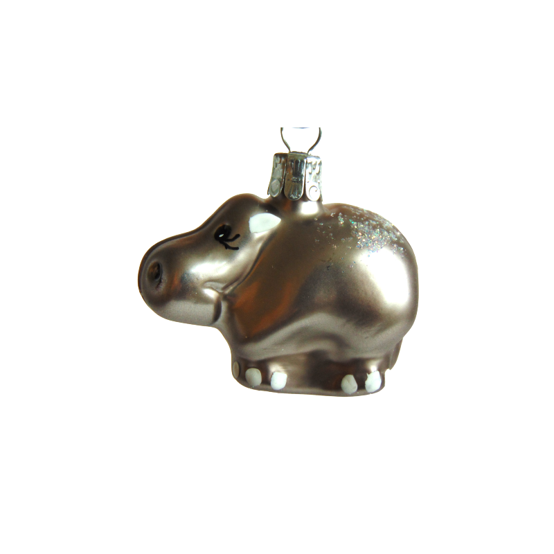 Christmas glass ornament hippopotamus 6cm www.bohemia-glass-products.com