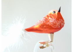 Christmas glass ornament bird in orange www.bohemia-glass-products.com