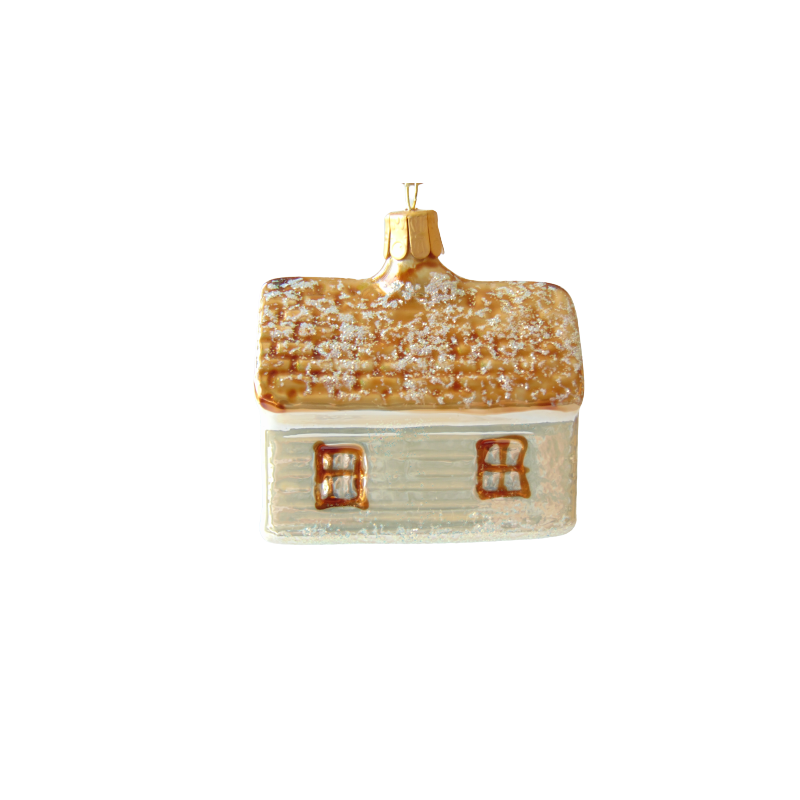 Christmas glass ornaments house in gold decor www.bohemia-glass-products.com