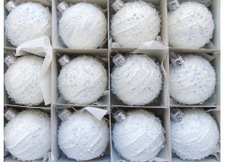 Vánoční sada koule 5cm bílé 12ks rosa www.sklenenevyrobky.cz